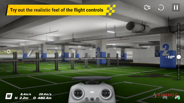 Ứng dụng Virtual Flight App cho phép người dùng làm quen với các cử chi và thao tác khi bay FPV